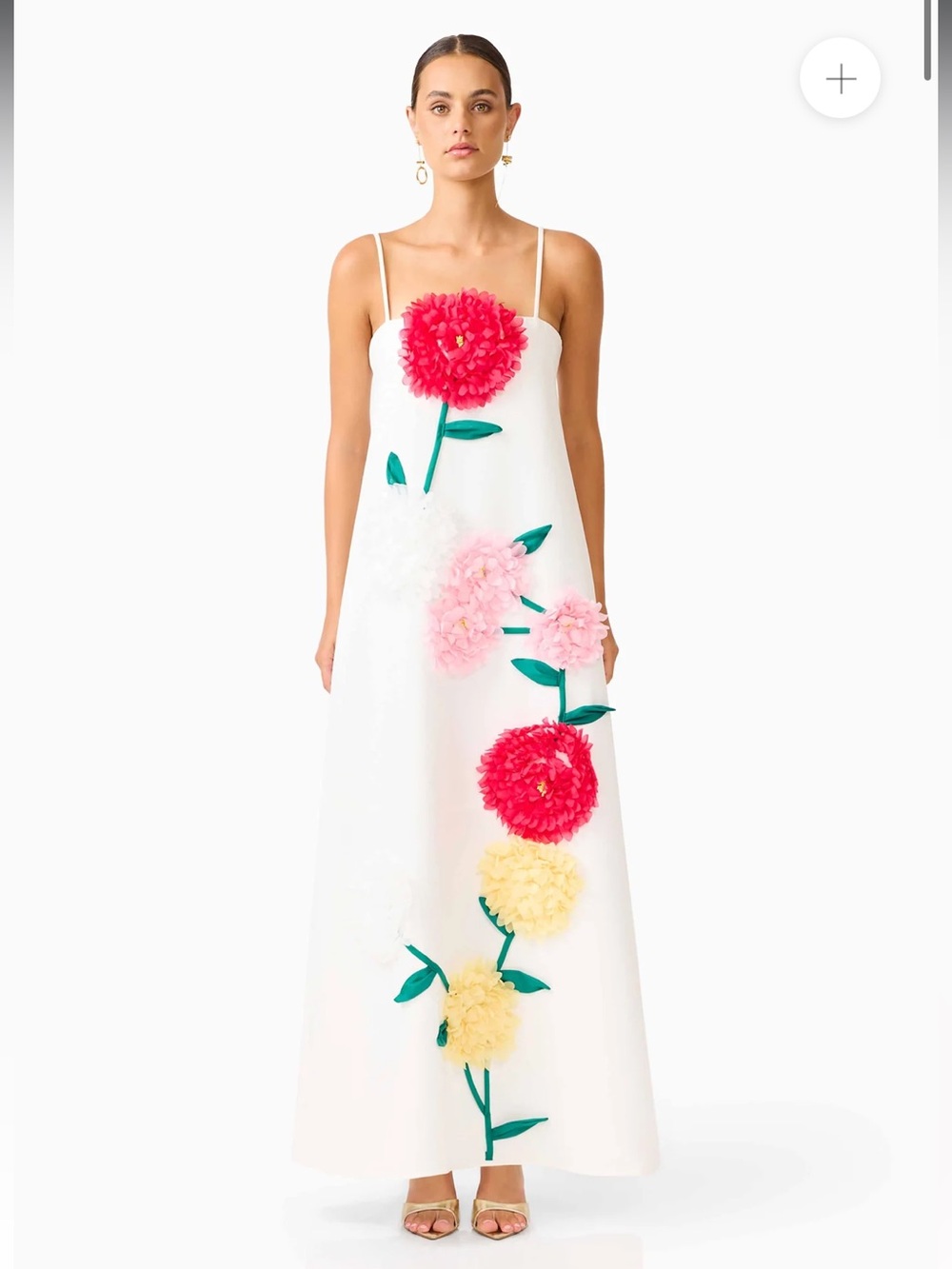 elliatt buttercup white 3d floral embroidered maxi summer sun dress size XS NEW